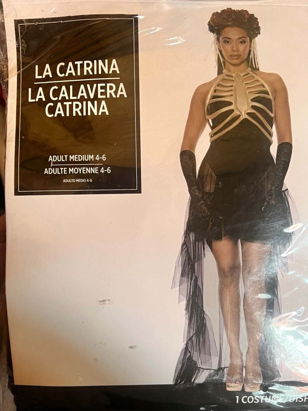 Party City La Catrina La Calavera Catrina Costume Adult Medium 4-6